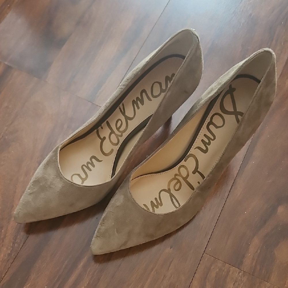 Sam Edleman Green Suede Heels. -9-1/2